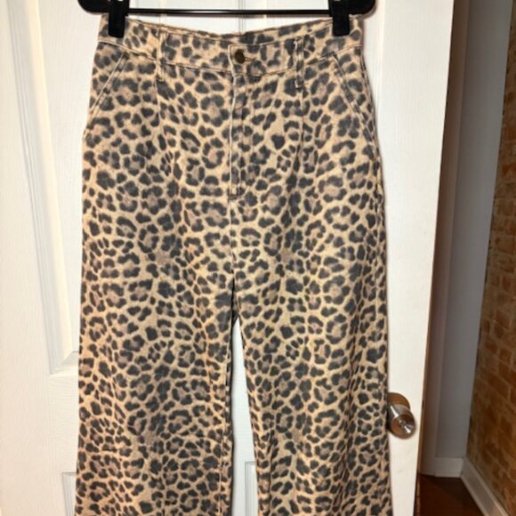 Anthropologie Pilcro Double Hem High-Rise Barrel Wide Leg Jeans - 27 Leopard - Picture 2 of 4